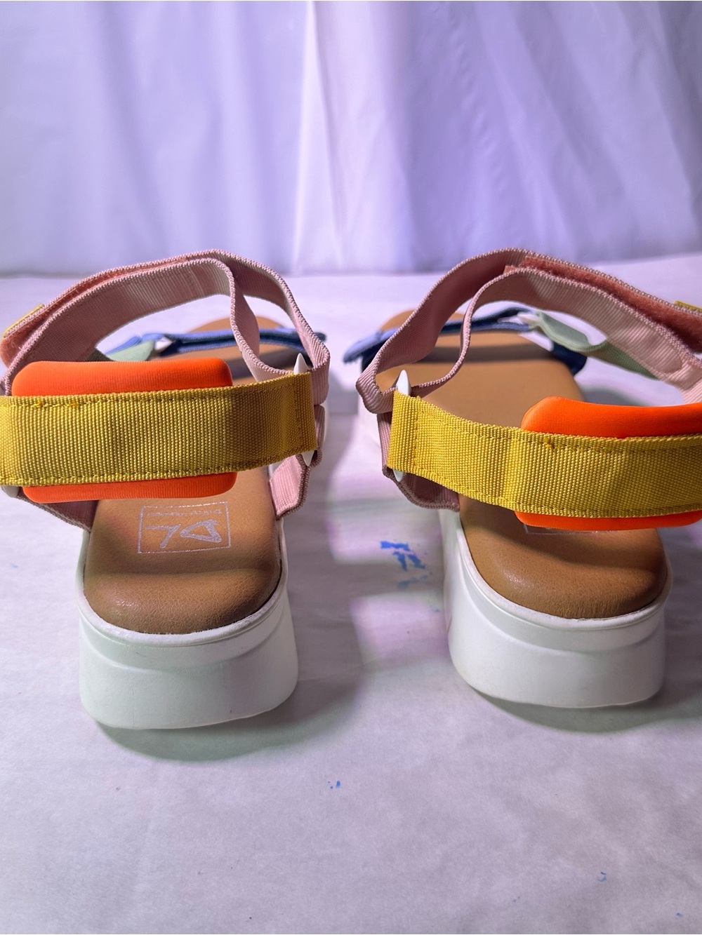 Pastel Multi-strap Platform Sandals in Pink, Blue, Mint & Yellow - Picture 7 of 10